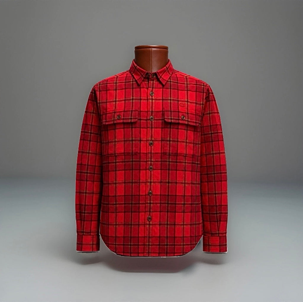 COACH Designer Long Sleeve Button Up Shirt Flannel Red Plaid Size L (org $350)