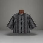 BABETTE 2006 Designer San Francisco Plaid Wool Blend Jacket Gray Zip Up Blazer