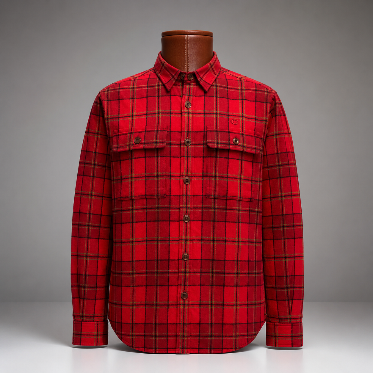 COACH Designer Long Sleeve Button Up Shirt Flannel Red Plaid Size L (org $350)