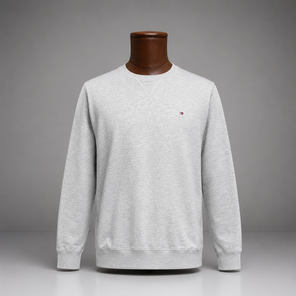 TOMMY HILFIGER Classic V-Neck Sweater Logo Pullover Gray Men Size L (org $75)