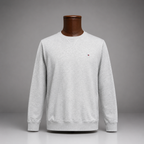 TOMMY HILFIGER Classic V-Neck Sweater Logo Pullover Gray Men Size L (org $75)