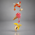 SWAROVSKI Cocktail Ice Cream Banana Crystal “No Regrets” Pins Brooch Set NWT/box