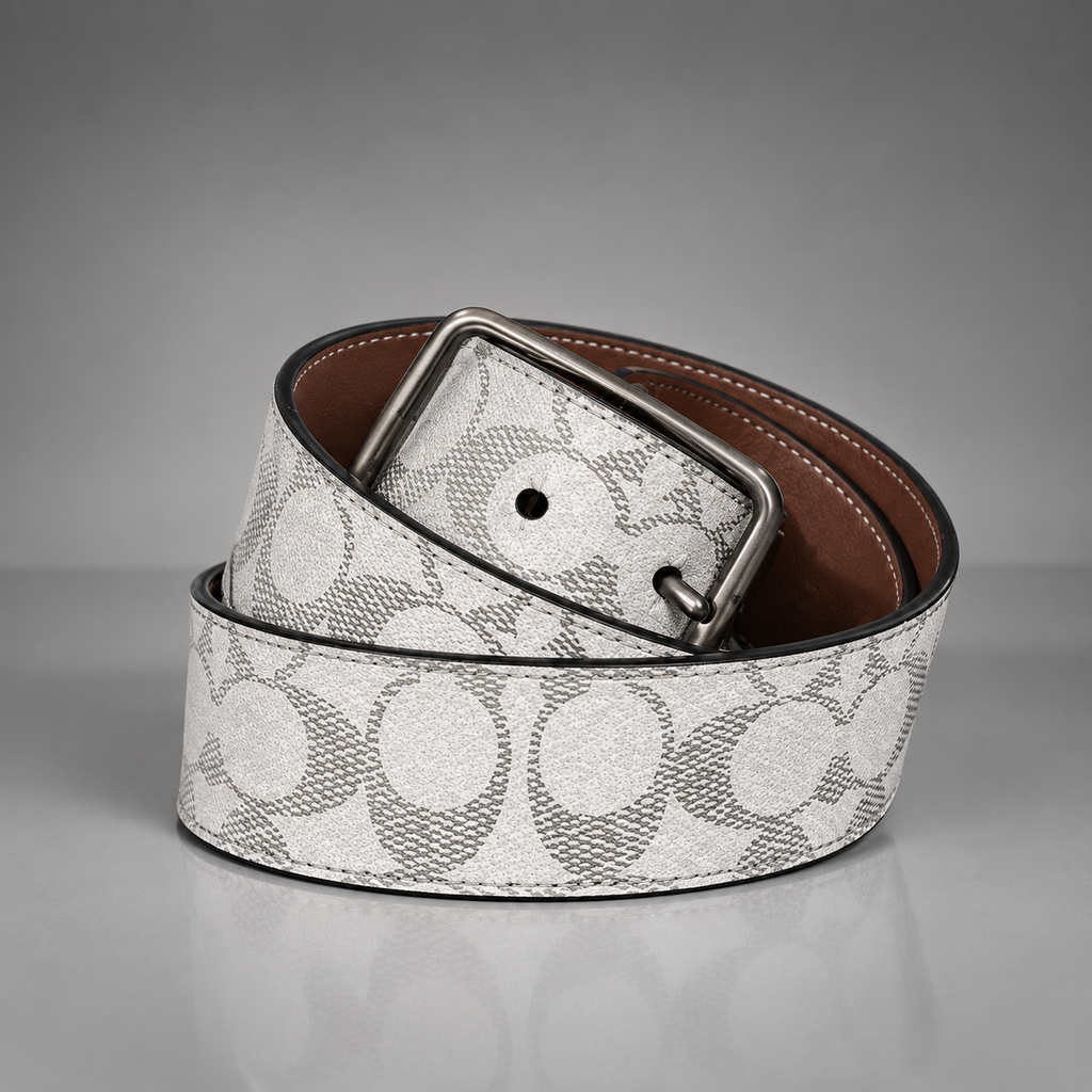 COACH Reversible Belt Reflective Signature Logo Leather 38mm Sz 30-32 (Org $250)