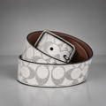 COACH Reversible Belt Reflective Signature Logo Leather 38mm Sz 30-32 (Org $250)