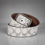 COACH Reversible Belt Reflective Signature Logo Leather 38mm Sz 30-32 (Org $250)