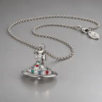 VIVIENNE WESTWOOD Medium Orb Necklace Silver Crystal Icon (org $595)