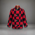 ESPRIT 1990’s Vintage Red/Black Checkered Toggle Coat Jacket 100% Cotton Medium