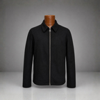 FACONNABLE Designer Wool Zip-Up Jacket Over Coat Black Classic Medium (org $640)