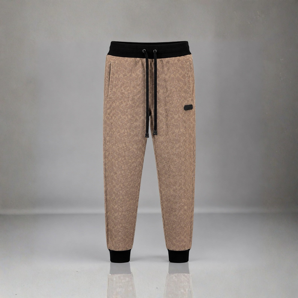 COACH Signature C Print Essential Joggers Beige/Black Button Pockets (org $295)