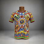 DOLCE & GABBANA Caretto Siciliano T-Shirt Multicolor Size 50 Made In Italy($845)