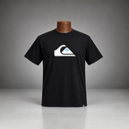 QUICKSILVER Mens Comp Logo Short Sleeve Crew Neck Cotton T-Shirt Top Tee Vintage