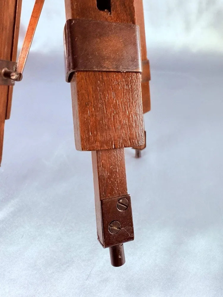 VINTAGE Telescope Tripod Candle Holder Stand Nautical Industrial Wooden