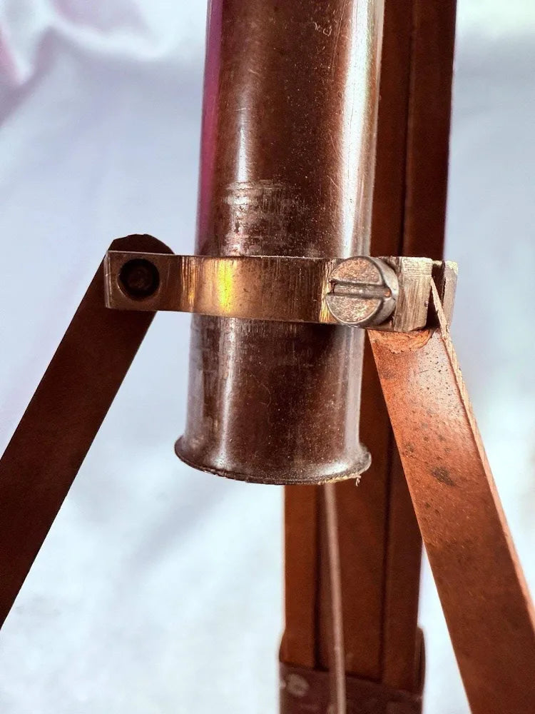VINTAGE Telescope Tripod Candle Holder Stand Nautical Industrial Wooden