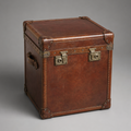 Bond St London Leather Chest Trunk Brown Cube Storage 20x18x22 Vintage Style