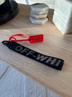 OFF-WHITE Industrial Keychain Black Logo Webbing Red Zip Tie Virgil Abloh