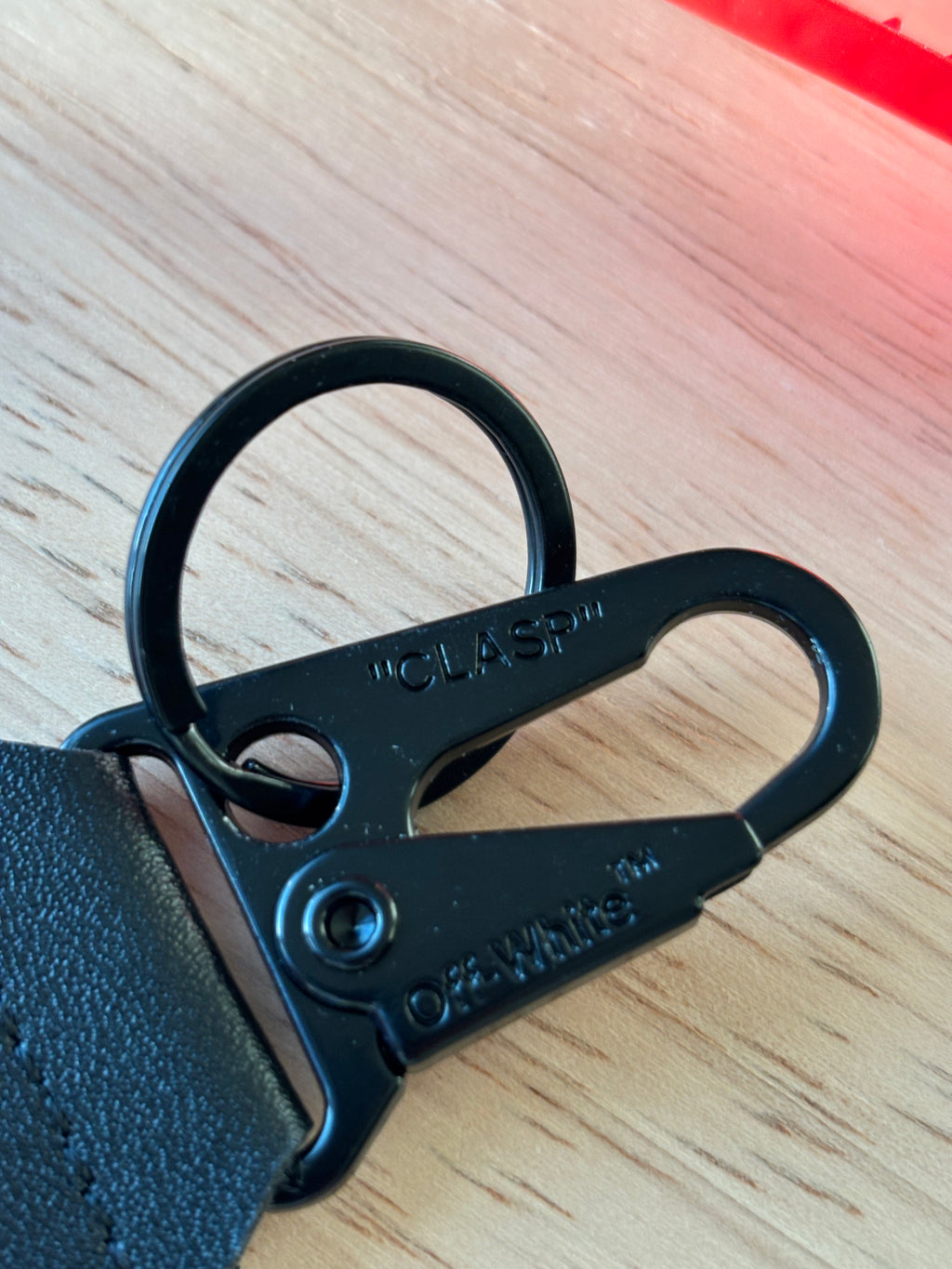 OFF-WHITE Industrial Keychain Black Logo Webbing Red Zip Tie Virgil Abloh